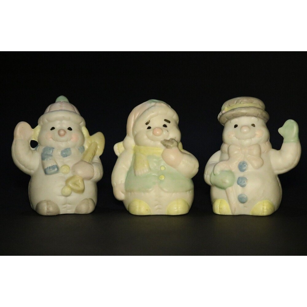 Cuddle Ups, Set of 3 Flambro snowmen, Handpainted